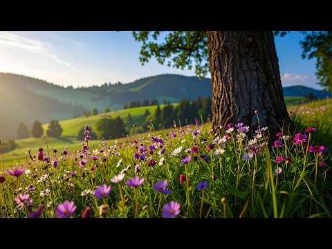 Spring Morning Meadow Ambience | Beautiful Birdsong & Healing Nature Sounds [4K]