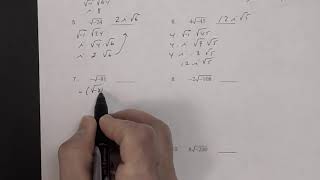 Key Worksheet Simplifying Radicals involving Real and Imaginary Numbers