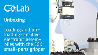 Loading and unloading sensitive electronic assemblies with the EGK small-parts gripper