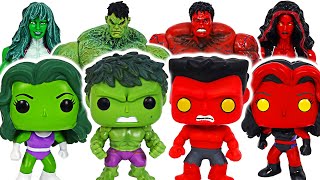 Marvel Funko pop Hulk and She-Hulk VS Red Hulk and Red She-Hulk battle! | DuDuPopTOY