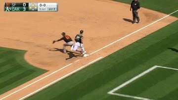 SF@OAK: Lee turns two to escape a bases-loaded jam