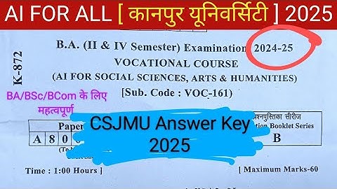 AI FOR ALL Question Paper 2025 | BA 2nd & 4th AI For Social Sciences Arts & Humanities Answer Key CS