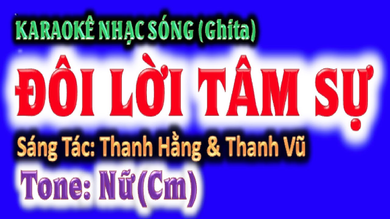 KARAOKE  Đôi lời tâm sự - tone nữ (Cm) - ghi ta guitar Hoàng Chung 2023 NSHC
