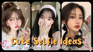 40+ Korean Selfie Ideas | cute selfie poses for girls | Aesthetic screenshot 1