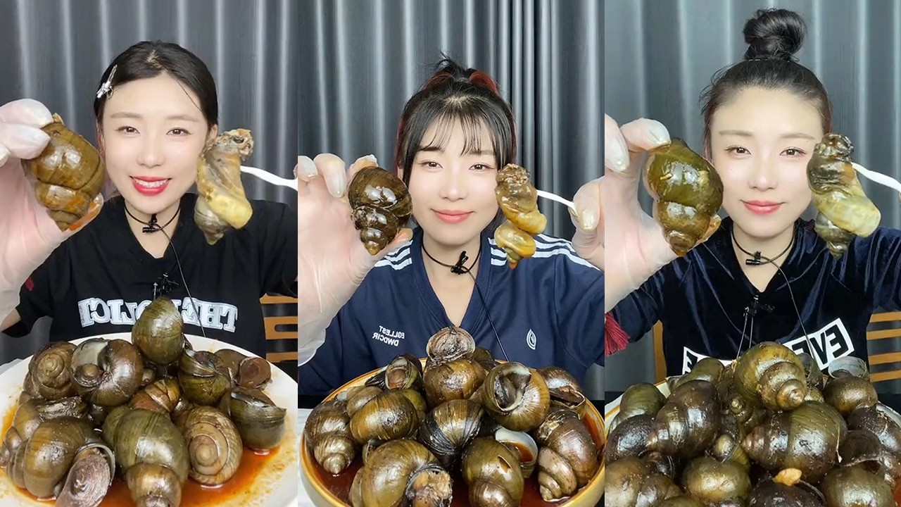 【MUKBANG】Spicy stir-fried river snails🐚🌶#ASMR#yummy