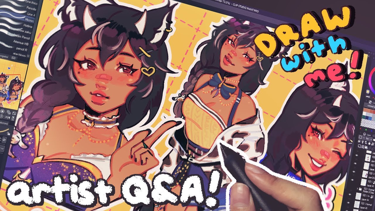 draw with me! ♡ 18k!! artist Q&A, CLIP STUDIO PAINT - YouTube