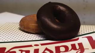 Trying out the Krispy Kreme Chocolate Glaze Donut.