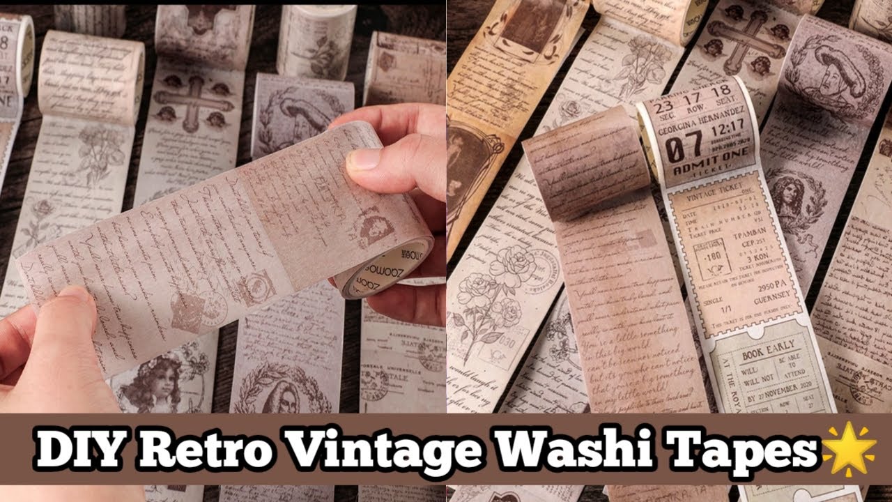 How to Make Vintage Washi Tape at home/ Vintage Script Washi Tape Making 
