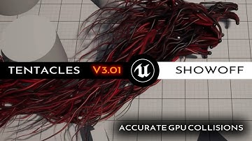 VFX 🙌 Ue5.1 Niagara - GPU Ribbons + GPU Collisions - Tentacles v3.01 - ( Showoff )