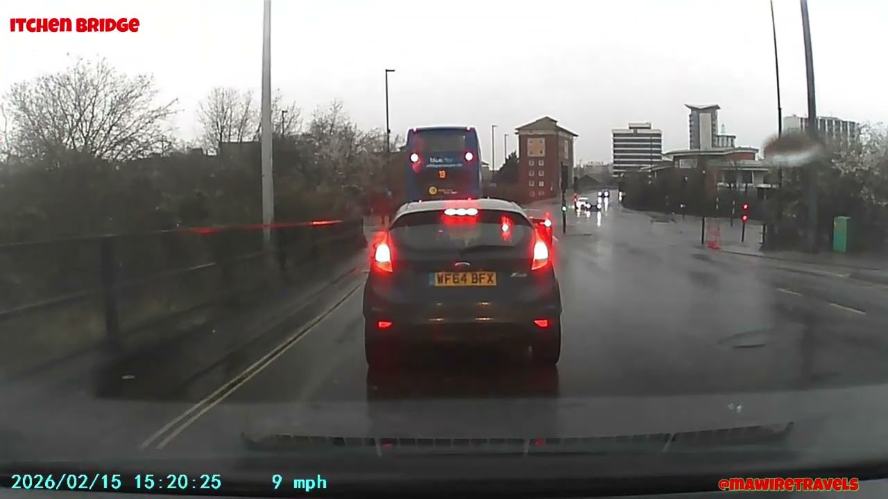 Driving to Costco Southampton from Weston via Itchen Bridge in the rain 15 Feb 2026