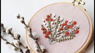 Spring inspired embroidery pattern. Step by step tutorial