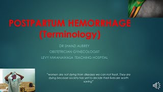 POST PARTUM HEMORRHAGE TERMINOLOGY DEFINITIONS