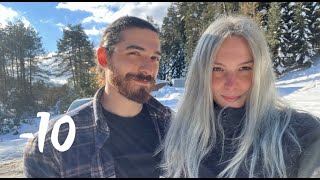 Camping by the frozen lake