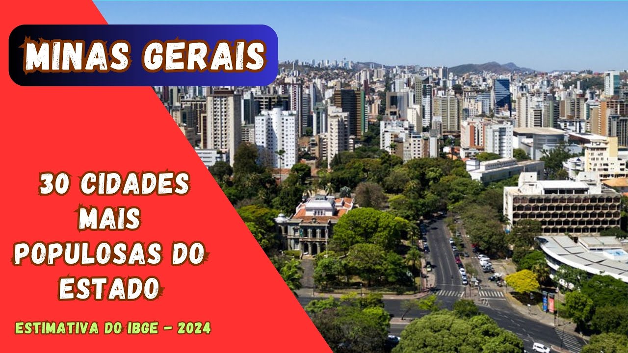 30 cidades mais populosas de MINAS GERAIS - Estimativa IBGE 2024