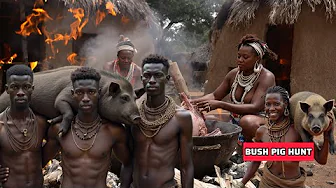 Discover Hadzabe Tribe Monster Wild PIG Hunt and Cooking | wild Kitchen
