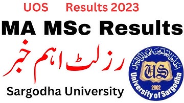 MA MSc Result 2023 Sargodha University | MA Result 2023 UOS | MSc Result 2023 UOS