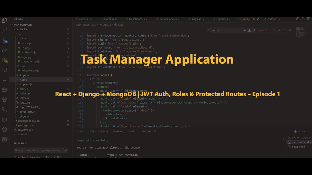 Build a Task Manager with React + Django + MongoDB | JWT Auth, Roles & Protected Routes – Episode 1