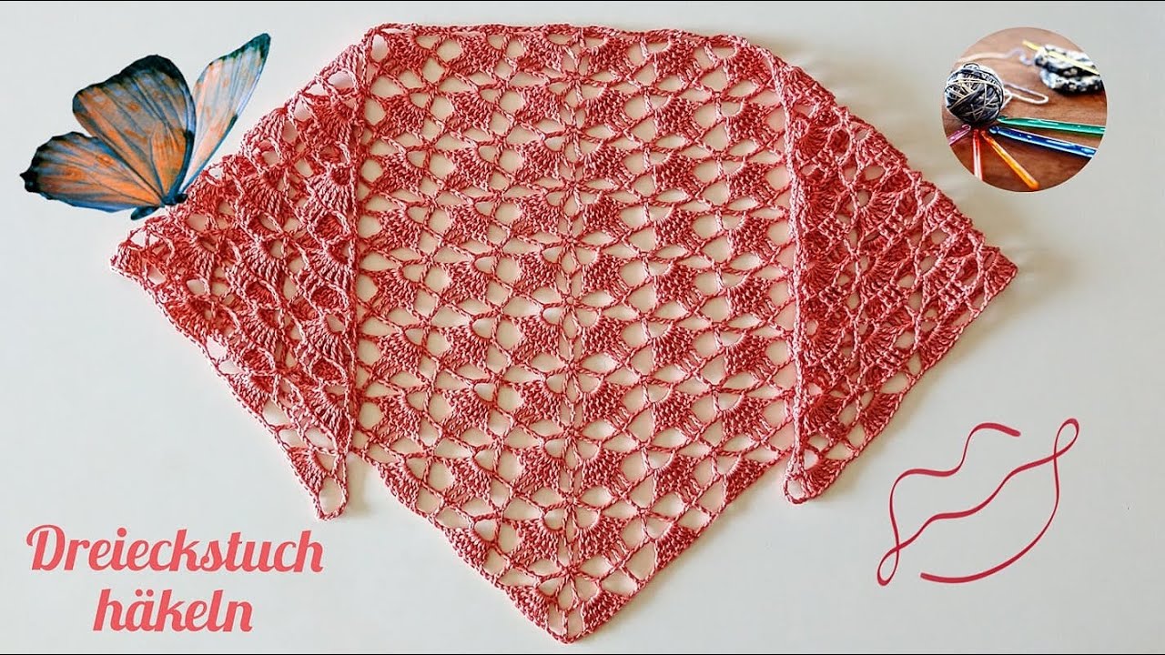 Dreieckstuch häkeln 🌺 einfaches Häkelmuster 🥰