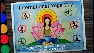International Yoga Day poster drawing l How to draw Yoga Day poster l World Yoga Day drawing