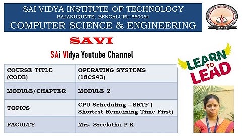 Module 2 : CPU Scheduling – SRTF