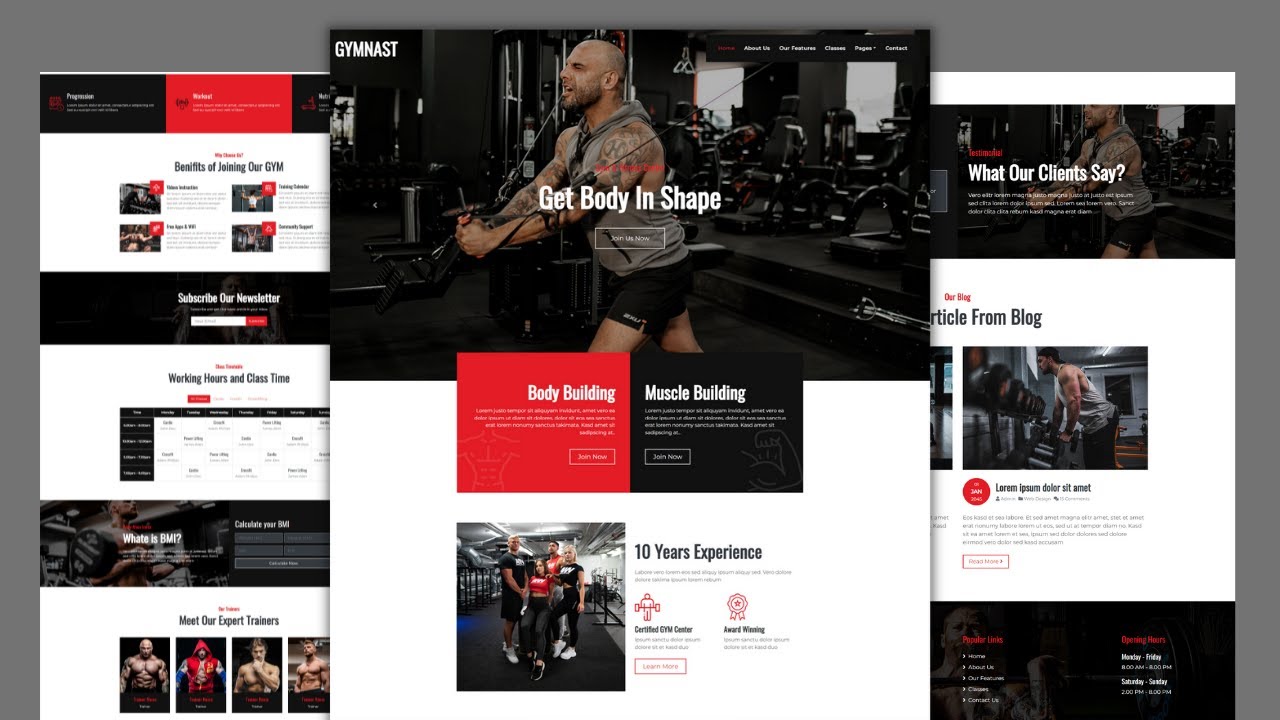 Complete Responsive Gym Website Design - Body Building -HTML- CSS -JS ...