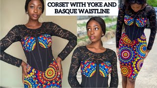 How to Cut and Sew a Corset with a Yoke and a Basque Triangular waistline.