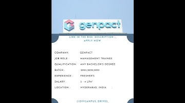 Genpact Hiring | Trainee Role | Any Graduate | Freshers Drive 👨‍🎓 #softwarejobs #jobs #shorts