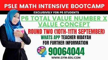 P6 Total Value Number X Value Concept | PSLE Math Intensive Bootcamp | WA 90064044 for Registration