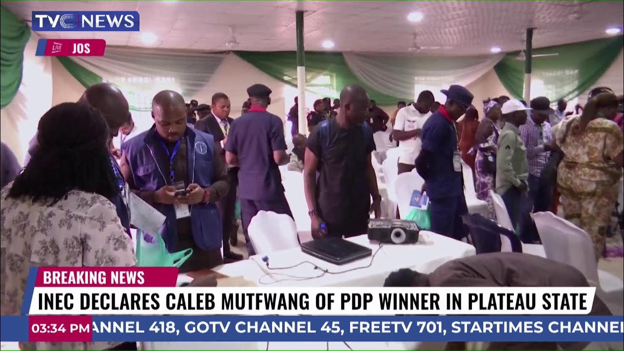 [Watch] INEC Announces PDP’s Caleb Mutfwang Winner Of Plateau State Governorship Election