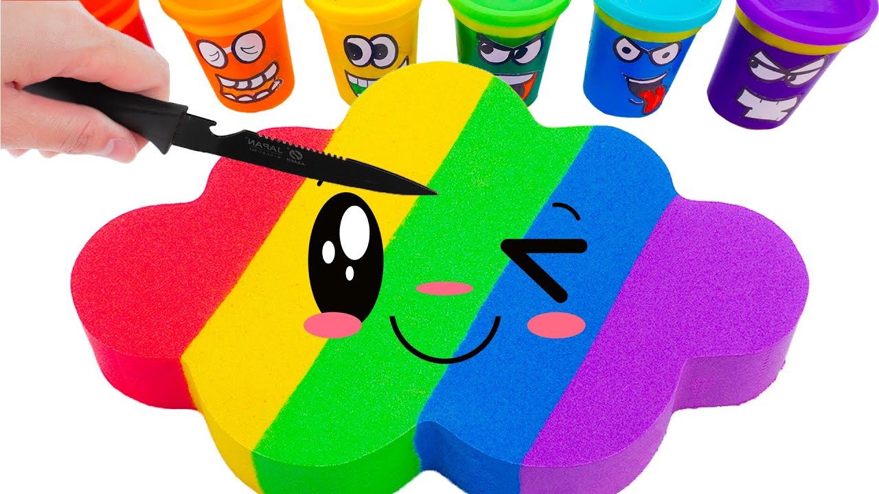 Satisfying Video | How To Make Rainbow Cloud With Kinetic Sand Cutting ASMR | Yo Yo Candy