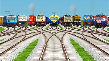 9 Trains Crossing For Diamond Railroad Tracks Risky Tracks | train video | train simulator classic 