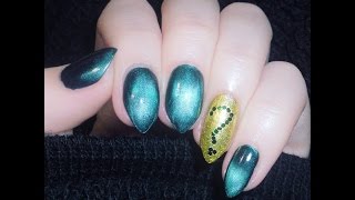 Маникюр магнитный лак и глиттер / Nail art magnetic nail