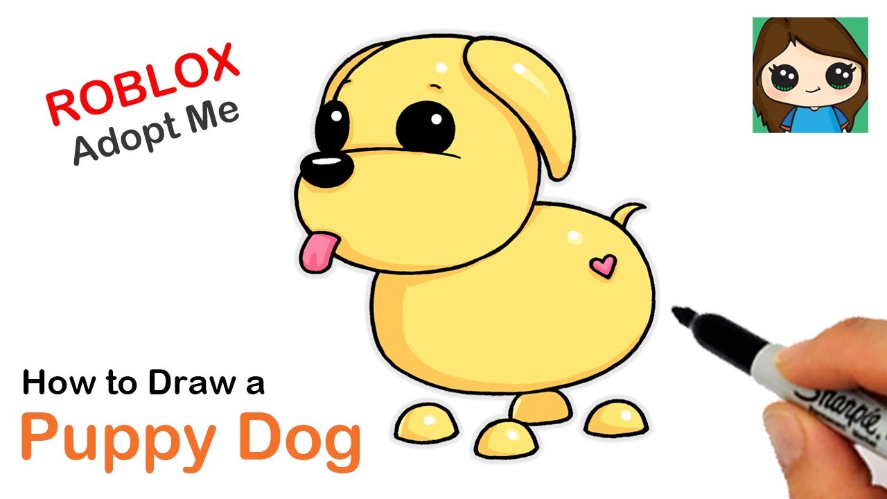 How To Draw A Puppy Dog Roblox Adopt Me Pet Youtube - draw so cute roblox