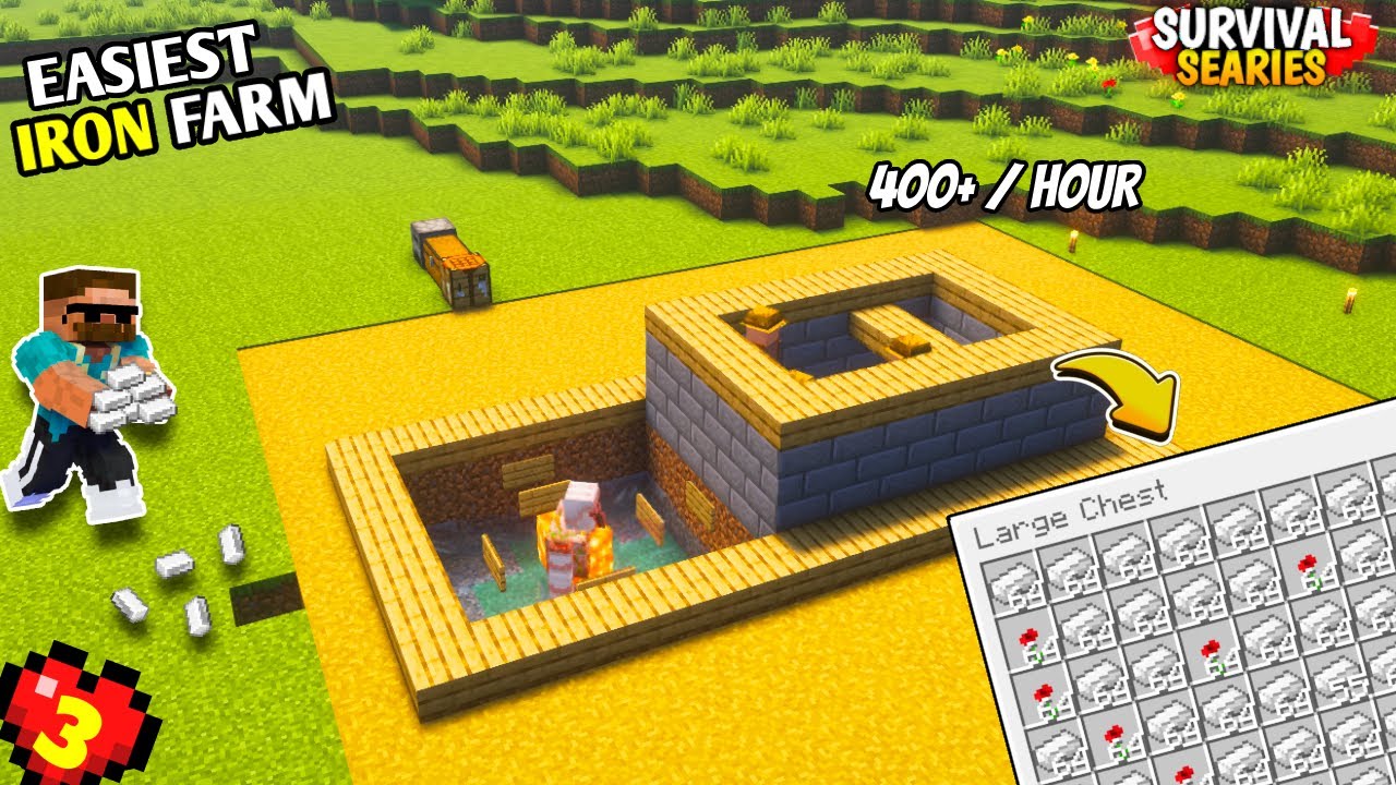 I Made Easiest Unlimited Iron Farm In Minecraft Survival Series Ep 3 😱 ...