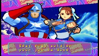 Marvel Super Heroes VS Street Fighter - Captain America/Chun-Li - Expert Difficulty Playthrough