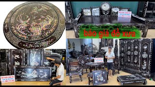 ghế trúc gỗ cẩm lai cẩn ốc, tranh gỗ trắc, giường phương lười, tranh đồng quê, tủ bầy đồ