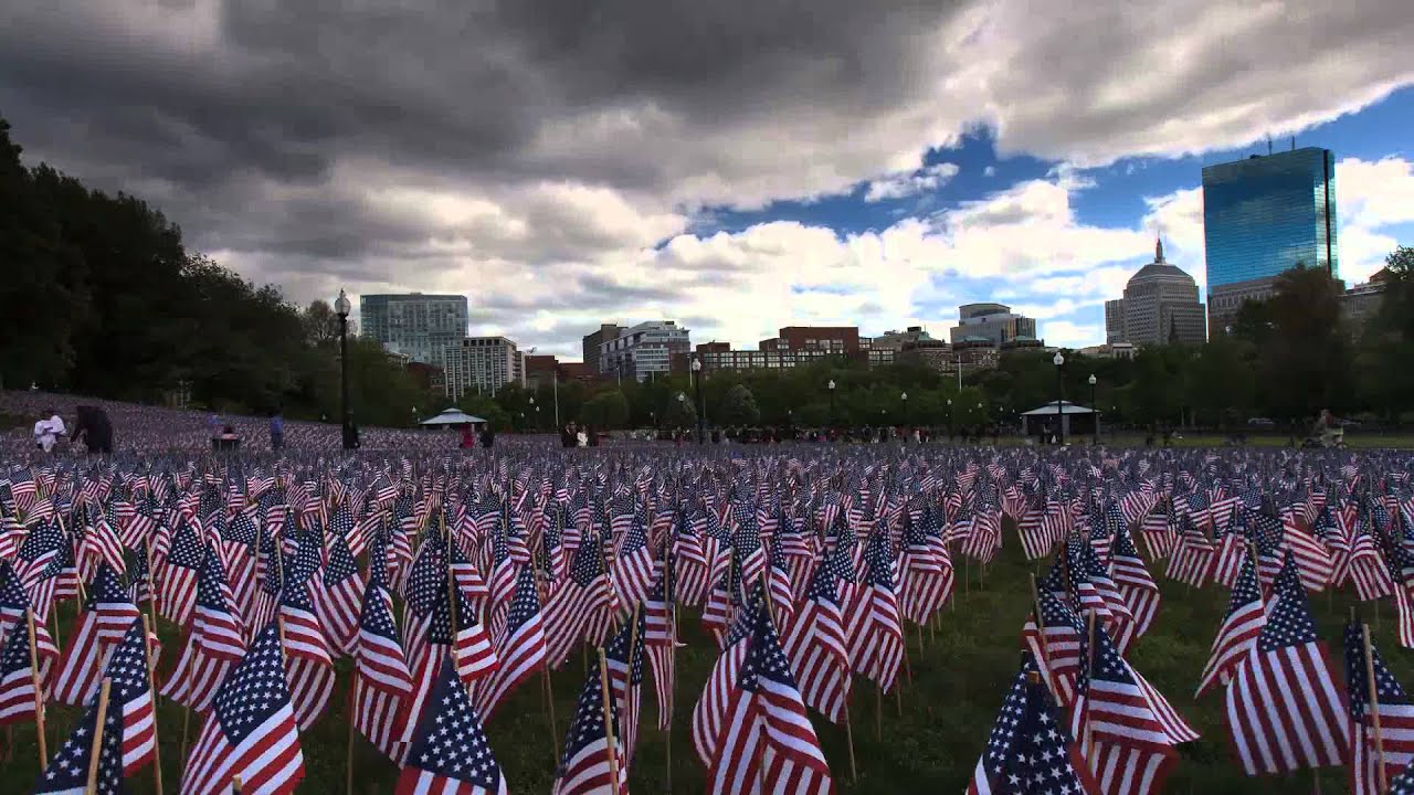 flags on Boston Common YouTube