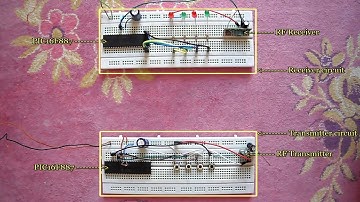 RF Transimitter and receiver circuits using PIC16F887 microcontroller