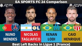Nuno Mendes vs Tagliafico vs Renan Lodi vs Henrique(Ligue 1 (France) Top Left Backs-EA FC24 Compare)