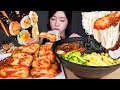 ASMR MUKBANG | 고명 한가득 올려 만든 뜨끈한 잔치국수 &amp; 매운 알타리김치 &amp; 꼬마김밥 먹방! BANQUET NOODLES &amp; MINI KIMBAP &amp; KIMCHI