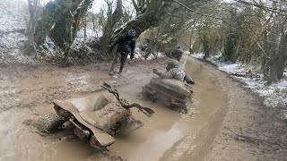 NEIGE et BOURBIER : 180 quads motos SSV dans la même galère