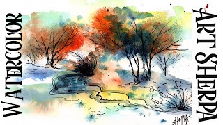 Easy ABSTRACT  How to Paint Watercolor Step by step | The Art Sherpa screenshot 3