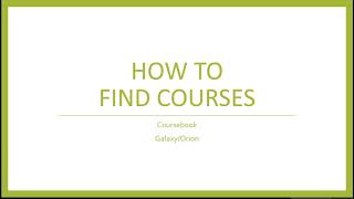 Finding Courses in CourseBook - JSOM Advising
