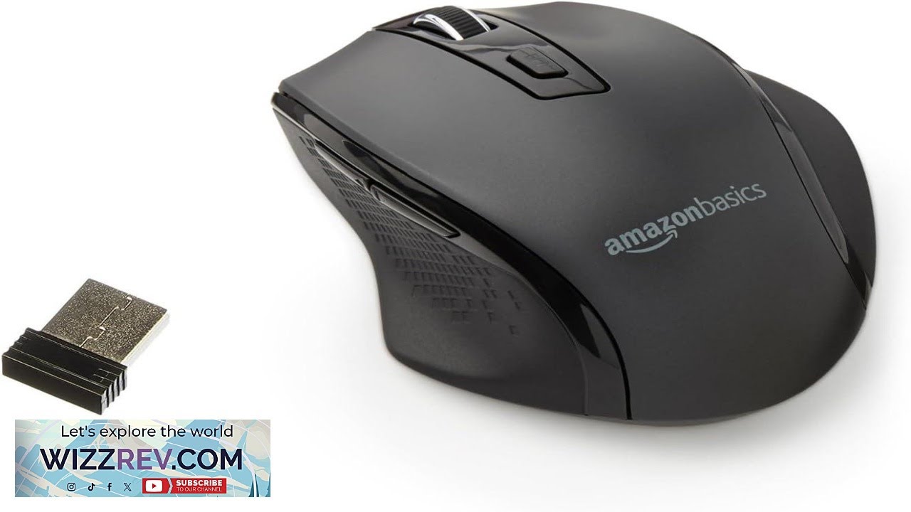 Беспроводная эргономичная компьютерная мышь Amazon Basics с оптическим управлением и регулировкой...