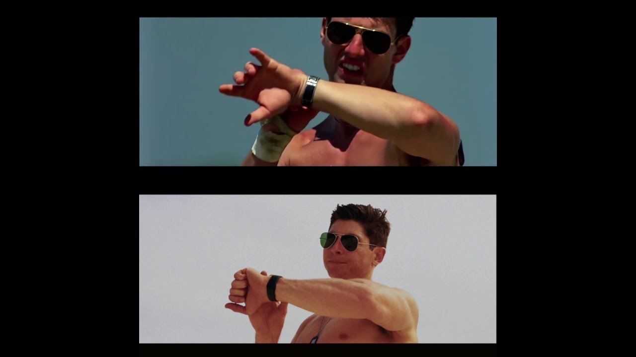 Side by Side Top Gun Volleyball Scene Comparison