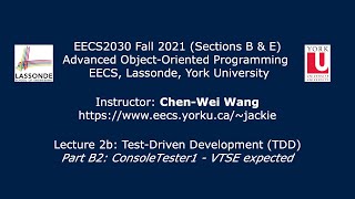 [HD] EECS2030 F21 - Lecture 2b - Part B2 - ConsoleTester1: VTSE expected