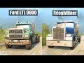 Spintires Mudrunner Frieghtliner FLD-120 vs Ford LTL-9000 Semi-Truck Battle