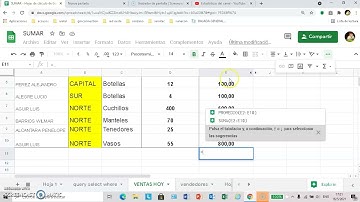 Como realizar una suma en la Hoja de calculo de Google utilizando la funcion SUMA - Google Sheets