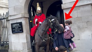 Horse Strikes - IDIOT IGNORE Public and Police Officers Put Child in Danger!