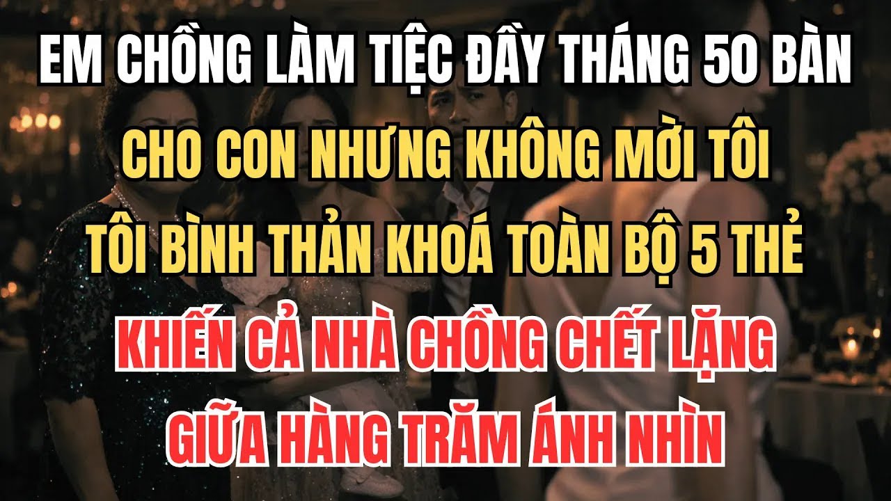 Em Chồng Làm Tiệc Đầy Tháng 50 Bàn Cho Con Không Mời Tôi, Tôi Lập Tức Khoá 5 Thẻ Khiến Họ Chết Lặng